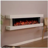 GF Core Elektrokamin Clear Wall Elektrokamin mit 3D Feuer und Heizung (Thermostat), Elektrischer Wandkamin mit APP Steuerung, Heizleistung (900- 1800 W)