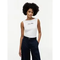 Tommy Hilfiger Tanktop CLASSIC SCRIPT BOAT-NK TOP Baumwollmischung, U-Boot Ausschnitt
