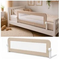 RAMROXX Bettumrandung 150cm Bettgitter Bettschutzgitter Rausfallschutz klappbar Beige