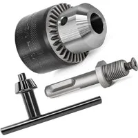 S&R Bohrfutteradapter Zahnkranzbohrfutter 1,5-13 mm, 1/2-20UNF, mit SDS-plus Adapter, hochwertiges Vollmetall Bohrfutter für Bohrhämmer