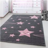 Ayyildiz Teppiche Kinderteppich Kids 610, rechteckig, Höhe: 12 mm, auch in rund, Motiv Sterne, Kurzflor