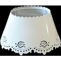 Dirk Davids Leuchten GmbH Lampenschirm Lampenschirm für Tischleuchte in Oval Metall Weiß Rosen Motiv 21-14-11