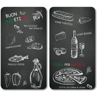 KESPER® Schneide- und Abdeckplatte Herdabdeckplatte, Motiv: Ristorante, ESG-Sicherheitsglas, (Set, 2 tlg), zum Schneiden und Abdecken