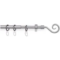 Bestlivings Gardinenstange mit dekorativen Endstücken 120-220 cm, Ø 16 mm, 1-läufig, ausziehbar, Wandträger, verschraubt, Metall, inkl. Ringe mit Faltlegehaken und Befestigungsmaterial