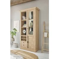 Home affaire Vitrine Cornwall, Hochschrank im Landhausstil, Glasvitrine, Eiche Dekor (1-St) Metallgriffe, 105 cm breit, viel Stauraum, in zwei Größen verfügbar
