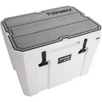 Haft-Auflage für Petromax Kühlbox kx50, Abdeckung grau, mit Linienstruktur und Schriftzug