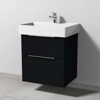 Sanipa 3way Waschtischunterbau zu Duravit Dura Square Waschtisch mit 2 Auszügen, Schwarz-Matt UF42608