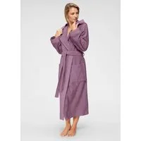 OTTO home Damenbademantel Livia, ideal für Sauna & Spa, Hotelbademantel, Langform, Walkfrottee, Kapuze, Gürtel, gemusterter Bordüre, langer Bademantel Damen, 100% Baumwolle, XS-2XL