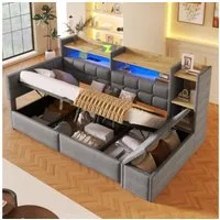 Ulife Daybett Tagesbett, Schlafsofa, mit hydraulischer Lagerung (3 tlg), USB- und Typ-C-Anschlüssen, Ablagefach