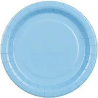 partydeco Teller, Pappteller 18cm 6er Set Hellblau