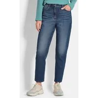 GOLDNER 5-Pocket-Jeans Kurzgröße: Baumwoll-Stretch Mom Jeans SARA Lange bequeme Jeans mit modischer Waschung und Formbund