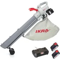 ikra GmbH Akku-Laubbläser IALS 2-20, (inkl. Akku & Doppel-Schnelllader), bis 210km/h, inkl. 2 x 20V Akkus (2,0 Ah) & Schnelllader