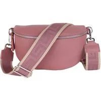 MIRROSI Bauchtasche Damen, Echtleder, Leder, Made in Italy, Umhängetasche, Brusttasche, (Schultertasche für jeden Anlass (1 Tasche & 2 Gurte), 3 Größen auswählbar), Crossbody Bag, Altrosa, gemusterten& verstellbaren Schulterriemen