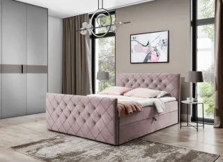 Boxspringbett Schlafzimmerbett EIVOR 140x200cm Altrosa inkl.Bettkasten