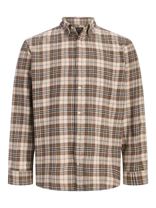 JACK&JONES - JJEFIELD CHECK SHIRT LS SN Cocoa - Gr. - L