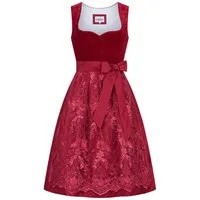 Nübler Trachtenkleid Mididirndl Kira in Rot - Rocklänge 65 cm