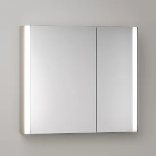 KEUCO Royal Atlas LED Spiegelschrank 80 x 71 x 12,7 cm mit 2 Türen, asymmetrisch, Spiegelheizung, Au 211201450023