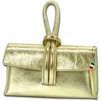 FLORENCE Abendtasche Abendtasche gold Florence Tasche Leder (Umhängetasche, Umhängetasche), Damen Tasche Echtes Leder gold, Made-In Italy