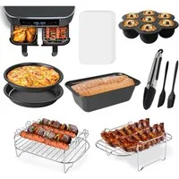 MOPUEA Küchenmaschinen Zubehör-Set 9-teiliges Zubehör-Set für Heißluftfritteusen – Silikon-Spachtel, ideal für Backen und Grillen Fritteusen-Zubehör