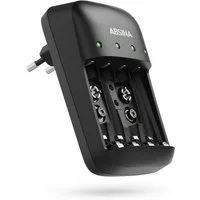 ABSINA X4 Akkuladegerät für AA, AAA & 9V - Batterieladegerät für NiMH Akkus Rundzellen-Lader (1-tlg)