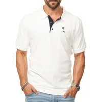 DAILY COTTON Poloshirt in Kurzarm als Freizeit Polo T-Shirt - Polo-Hemd für Herren (1-tlg) Männer Polohemd im Regular-Fit in Piqué-Qualität mit Palmen-Logo