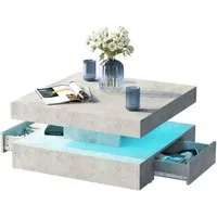 radelldar Couchtisch mit LED-Beleuchtung, 2 Schubladen und verdecktem Stauraum (1-St), Wohnzimmertisch matt 78x78x40 cm