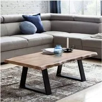 FINEBUY Couchtisch FB43702 Akazie Massiv 115cm Rechteckiger Wohnzimmertisch Baumkante (Massivholz Akazie 115x40x60cm, Tisch mit Baumkante), Großer Wohnzimmertisch, Sofatisch Kaffeetisch