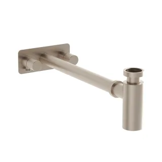 VitrA Zubehör Design Siphon Abgangsrohr und Rosette mit 2 Eckventilen (links + gebürstet,A4515934 A4515934