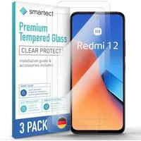 smartect Displayschutzglas Schutzglas Panzerfolie Klar für Xiaomi Redmi 12 4G / 5G, Set, 3 Stück, Schutzfolie Glasschutz Bildschirm