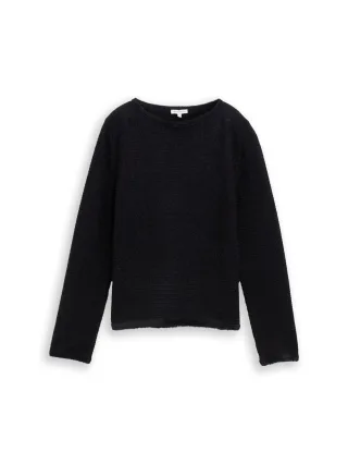 Tom Tailor - Strickpullover aus Federgarn black stripe with featheryarn - Gr. - XXXL