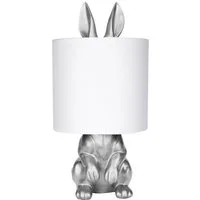 BRUBAKER Nachttischlampe Tischleuchte Hase Gold oder Silber - Tischlampe mit Lampenschirm, ohne Leuchtmittel, Motiv Lampe mit Keramikfuß, Höhe 42 cm