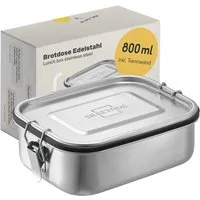 SILBERTHAL Lunchbox Brotdose Edelstahl 800ml, Edelstahl, (1-tlg., Einzeln), Auslaufsicher, Geschmacks- & Geruchsneutral