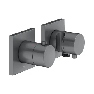Keuco Thermostat Unterputz Set Edition 11 51153, 2-Wege m.Schlauchan./Br.halt. schwarz-chrom gebürst 51153131222