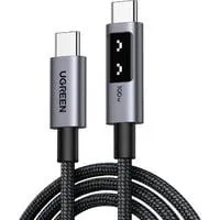 Uno USB-C auf USB-C Kabel (100W) schwarz/grau, 1 Meter, PD 100 Watt, mit Display