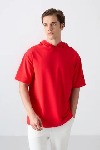 Übergroßes Kapuzen-T-Shirt mit kurzen Ärmeln