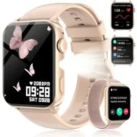 blackview Smartwatch Herren Damen, LED-Leuchte, 350mAh (6 Tage), 2 Armbänder Smartwatch (1.91 Zoll, iOS/Android), mit Wechselband aus weichemSilikon und Ladekabel, Antwort & Anruf tätigen,Herzfrequenz,Schlafmonitor,SpO2,Schritten,IP68