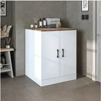 Roomart Waschmaschinenumbauschrank ATRIA – Umbauschrank für Badezimmer / HWR - 70cm (Waschmaschinenschrank - B/H/T: 70 x 90 x 69 cm) •Weiß •Weiß-Eiche •Eiche •Anthrazit-Eiche