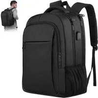 OKWISH Laptoprucksack Laptop Rucksack Schulrucksack Wasserbeständig Laptoptasche (15,6 Zoll Notebook Rucksack, mit USB-Lade-Anschluss, Anti-Diebstahl, Koffergurt), Herren Damen Jungen Teenager Freizeit Arbeit Business Reisen