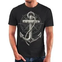 Neverless Print-Shirt Neverless® Herren T-Shirt Print Aufdruck Anker Kompass Motiv Maritim mit Print