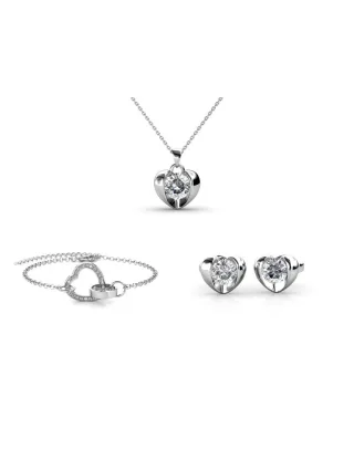 Simply Love Verschlossenes Herz für Baum Set - Silber und Kristall