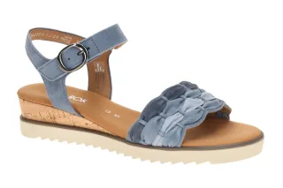 Gabor 82.758 Damen Sandalette Blau heaven - Keilabsatz aus nachhaltigem Kork