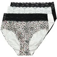 Ulla Popken Slip TRUYOU-Midislips 3er-Pack Spitze uni/Leomuster