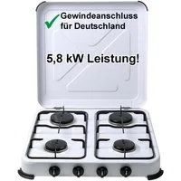 BlueCraft Gaskocher 4 flammig 50mbar Propan Gas Campingkocher 5,8 kW Gas-Kochfeld Gasherd, (für Propan-Gasflasche Gas-Kochfeld), Camping Gas Kocher 4 flammen für Gasflasche
