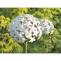 Paulslandhaus Gartenstecker Pflanzstecker Allium Weiß, Beetstecker, Gartenstecker Metall