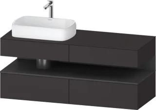 Duravit Qatego Konsolenwaschtischunterbau wandhängend Graphit Supermatt 1400x550x600 mm - QA47650498 QA4765049800010