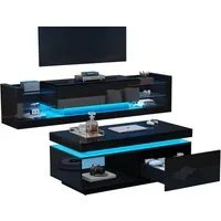 Thanaddo TV-Schrank Hochglanz-TV-Schrank-Set, TV-Schrank + Couchtisch, Wohnzimmer-Wand-Set