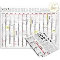 TOBJA Posterkalender Wandkalender 2027 XXL B1 Gefalzt 2er Set 70x100 cm, 2er Set, 14 Monate, Ferien DE/AT, KW, FSC
