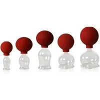 Lauschaer Glas Massagegerät Schröpfglas Schröpfgläser mit Saugball in vielen Größen aus Glas, 5-tlg.