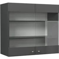 Vicco Glashängeschrank Fame-Line, Anthrazit-Gold Landhaus/Anthrazit, 80 cm (1-St)