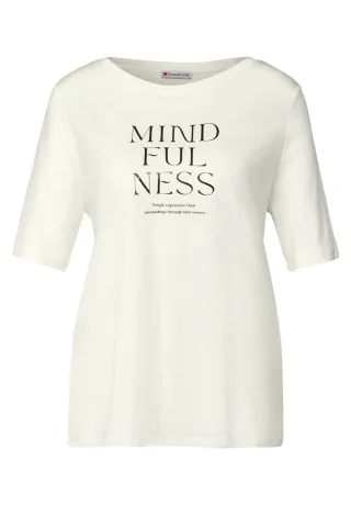 Street One - Softes Shirt mit Wording weiß - Gr. - 44
